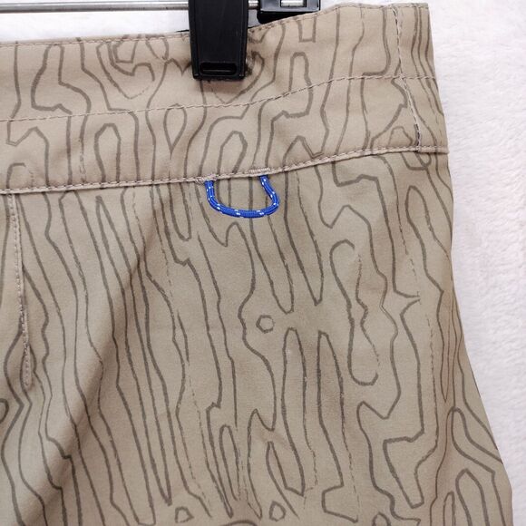 AFTCO Board Short Men 34 Brown Camo Cargo Fishing Performance Stretch Swim Trunk - Picture 7 of 10